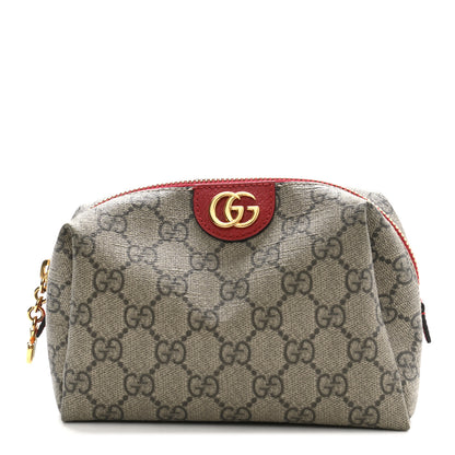 Gucci Soft GG Supreme Monogram Calfskin Medium Ophidia Cosmetic Case Beige Ebony Hibiscus Red 1 of 8