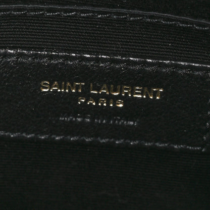Saint Laurent Grain De Poudre Matelasse Chevron Quilted Round Vinyle Camera Bag Black 6 of 12