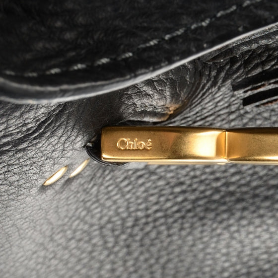 Calfskin Large Marcie Satchel Black