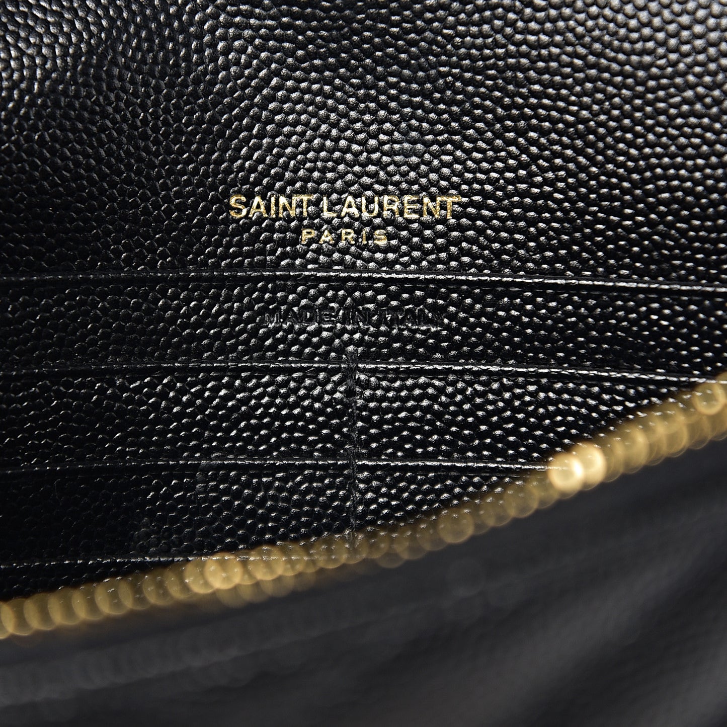 Grain De Poudre Matelasse Chevron Monogram Envelope Chain Wallet Black