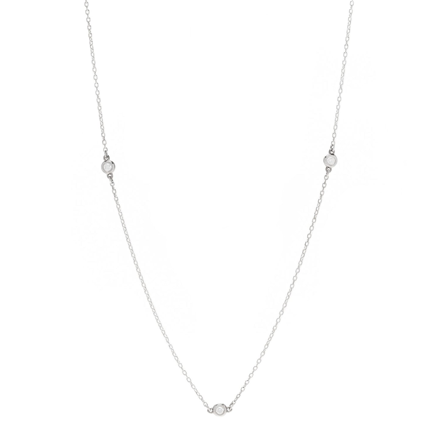 Sterling Silver Diamond .09ctw Elsa Peretti Diamonds by the Yard Three Station Necklace