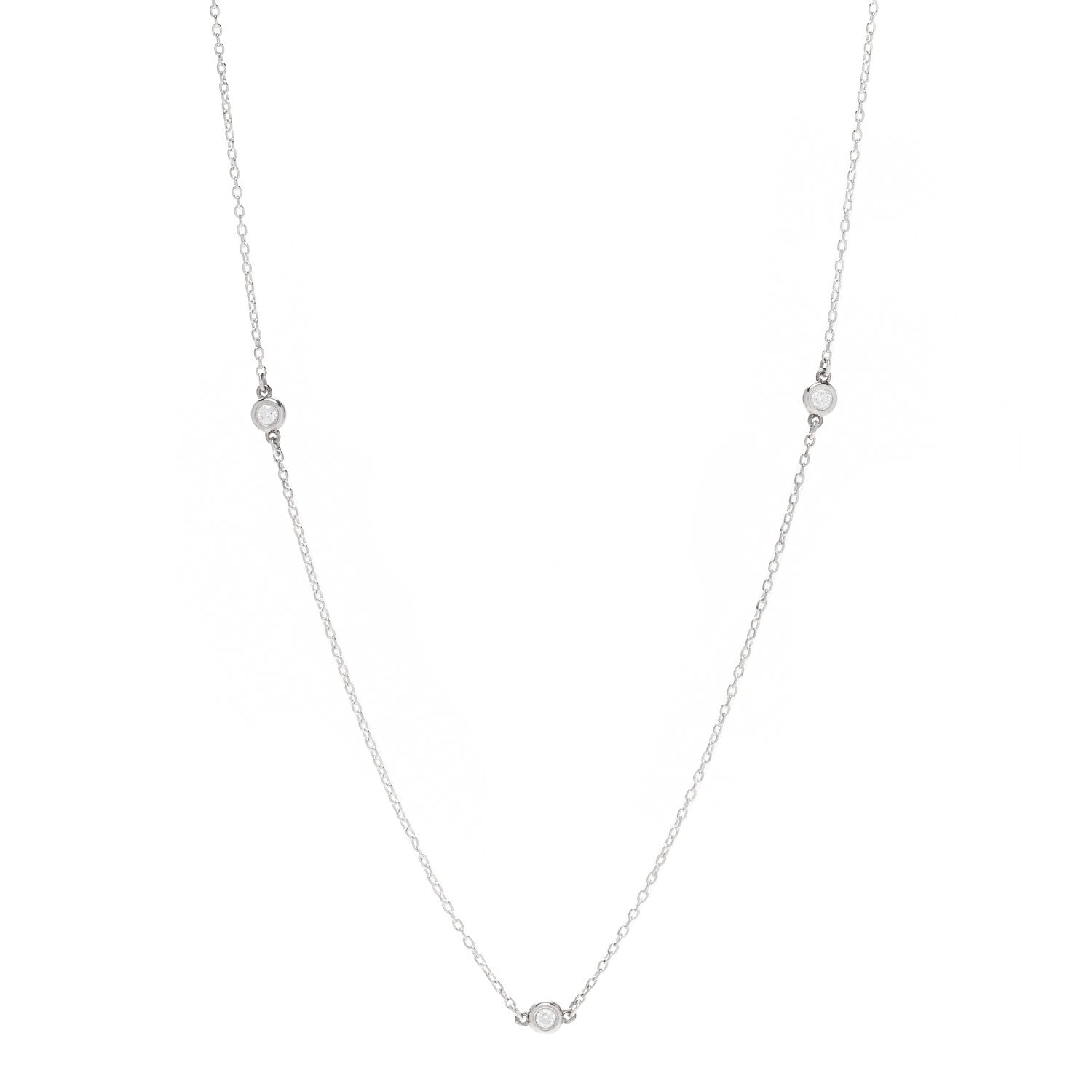Tiffany Sterling Silver Diamond .09ctw Elsa Peretti Diamonds by the Yard Three Station Necklace 1 of 7