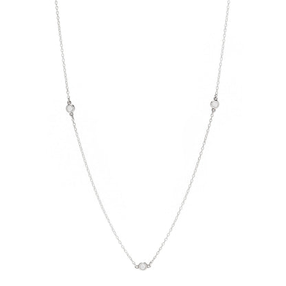 Tiffany Sterling Silver Diamond .09ctw Elsa Peretti Diamonds by the Yard Three Station Necklace 1 of 7