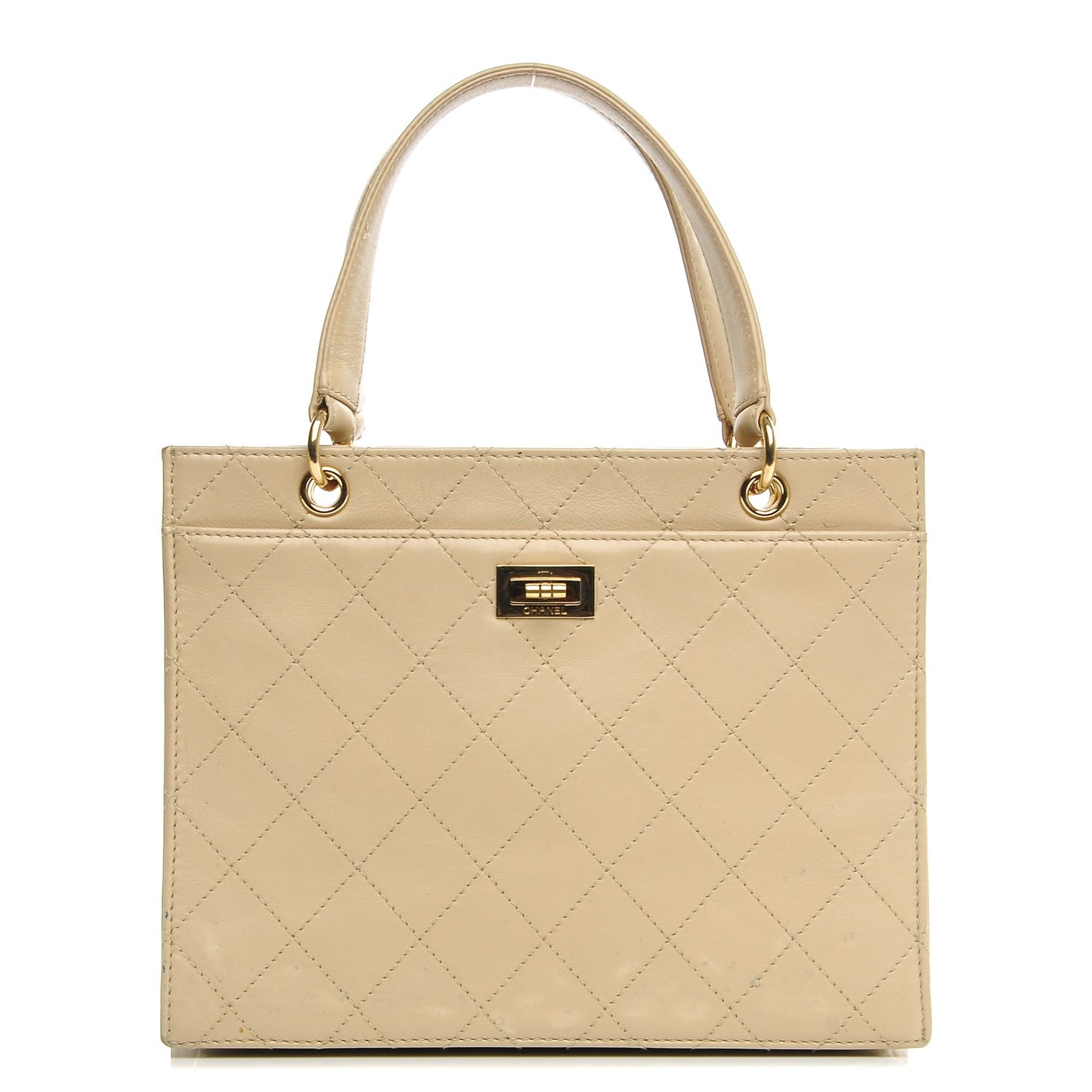 Calfskin Quilted Mademoiselle Tote Beige