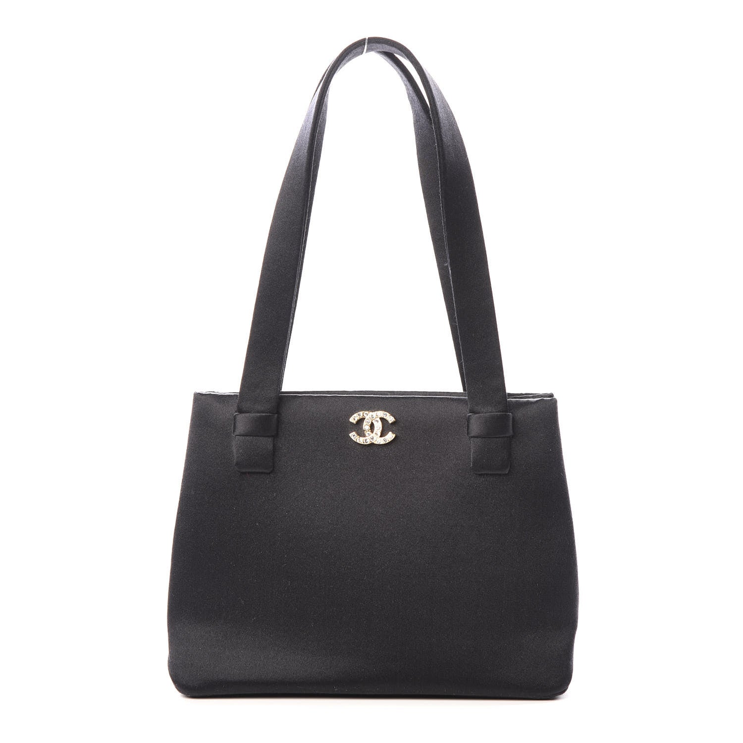 Chanel Satin CC Evening Bag Black 1 of 8
