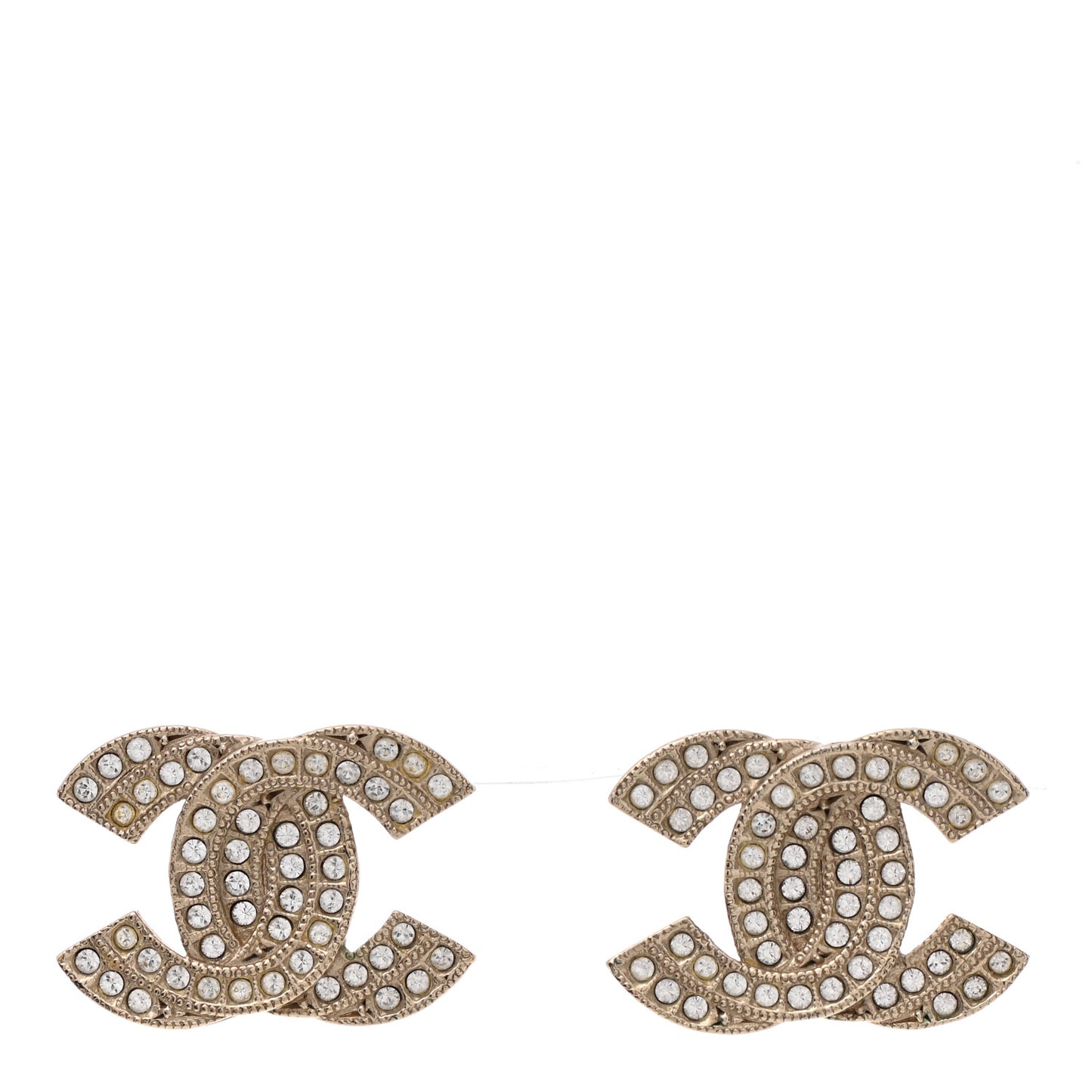 Crystal Double CC Earrings Light Gold