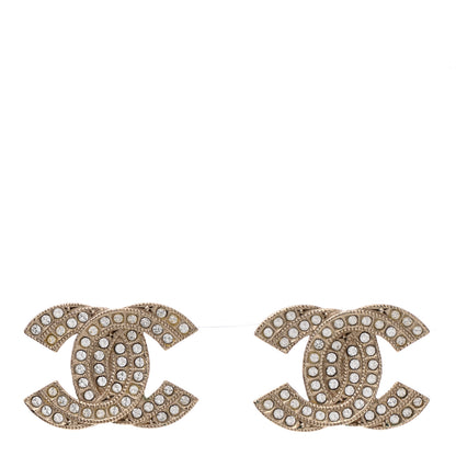 Chanel Crystal Double CC Earrings Light Gold 1 of 5