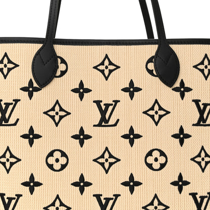 Louis Vuitton Cotton Monogram Embroidered Neverfull MM Beige Black 8 of 10
