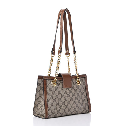 Gucci GG Supreme Monogram Calfskin Small Padlock Tote Beige Ebony Tuscany 3 of 10