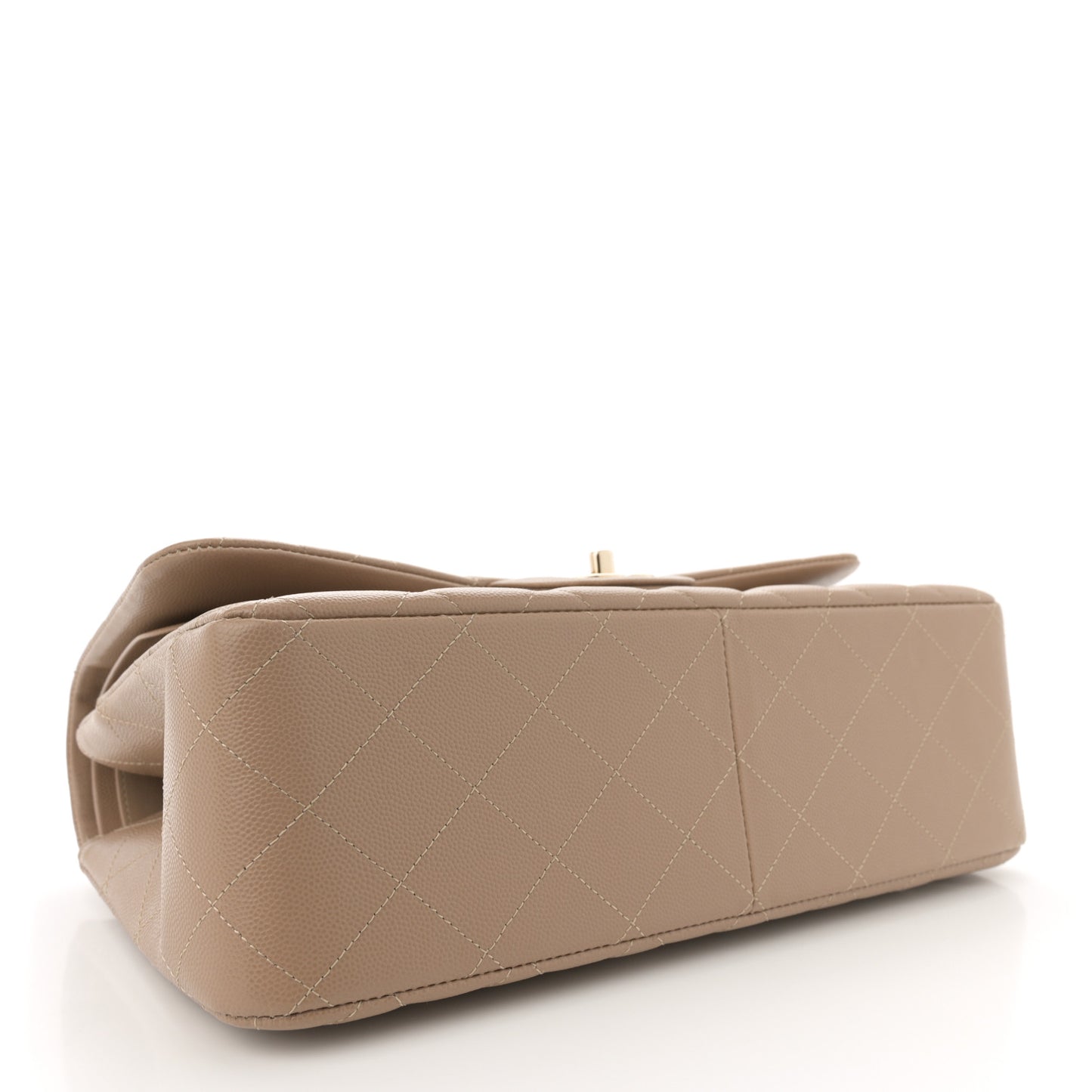 Caviar Quilted Jumbo Double Flap Dark Beige