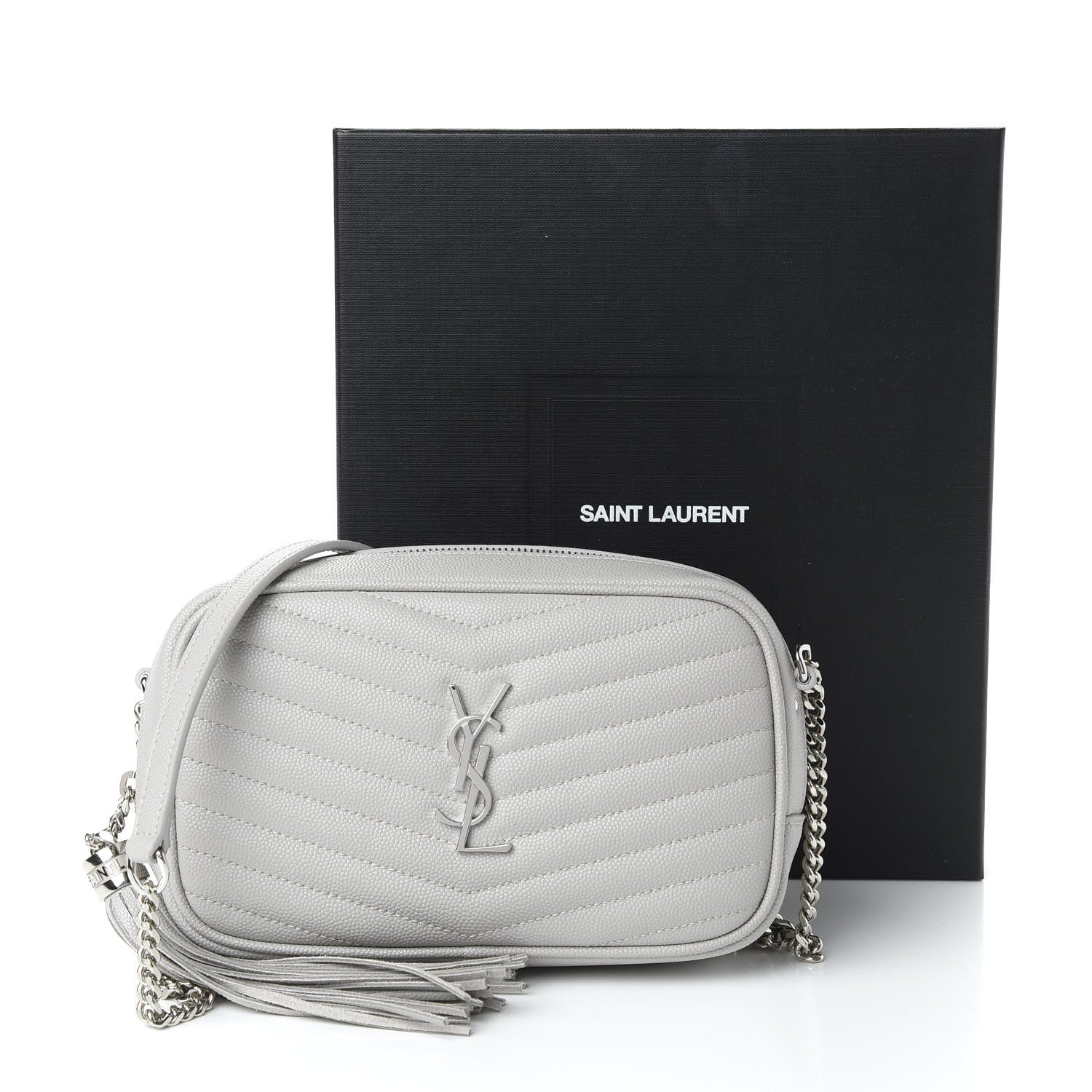 Saint Laurent Grain De Poudre Matelasse Monogram Mini Lou Camera Bag Granite 10 of 10