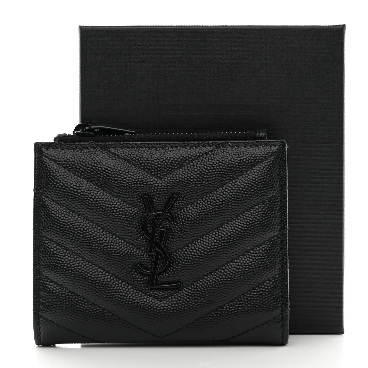 Grain De Poudre Matelasse Chevron Monogram Zipped Card Case Black