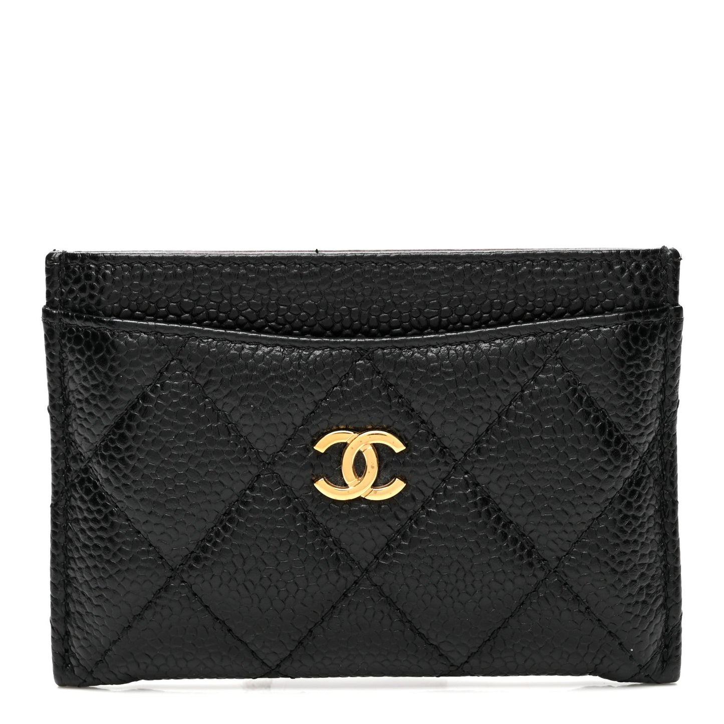 Caviar Quilted Card Holder Black