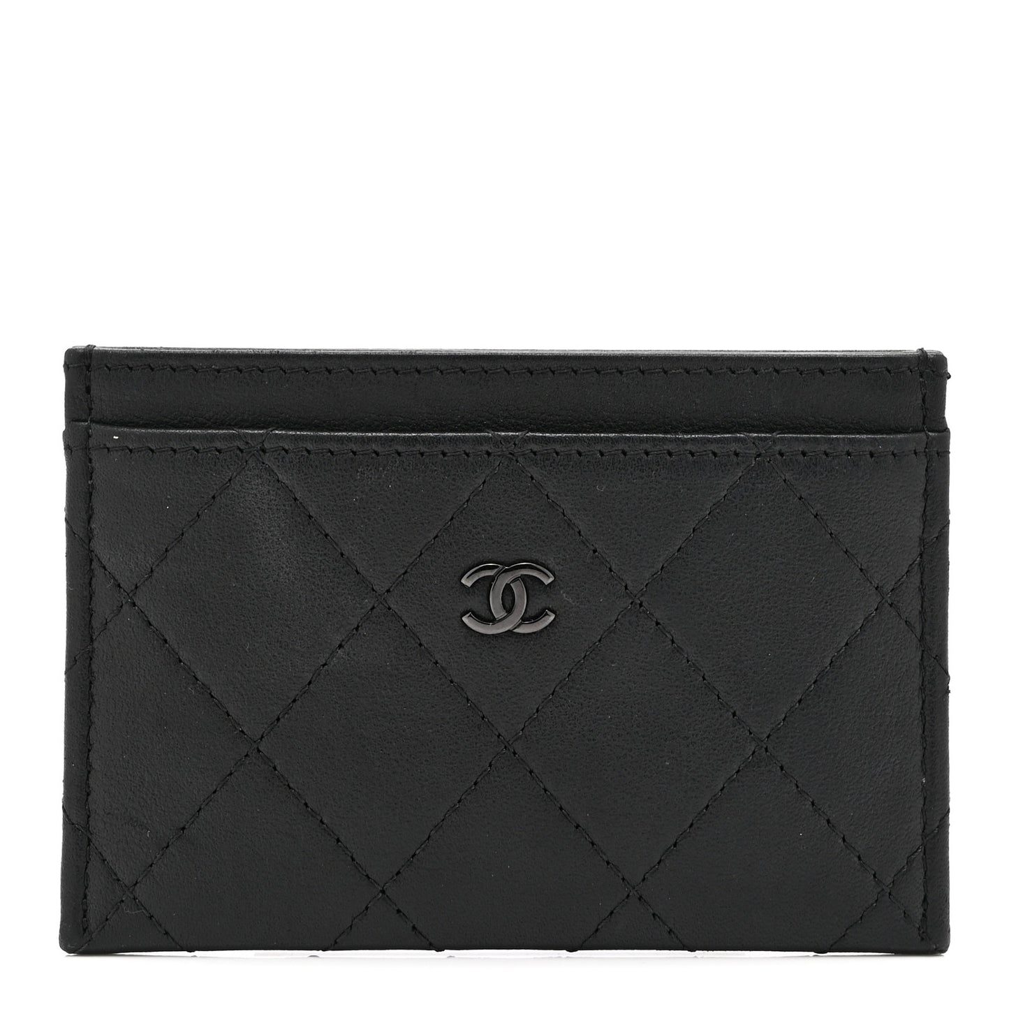 Calfskin Quilted Card Holder So Black