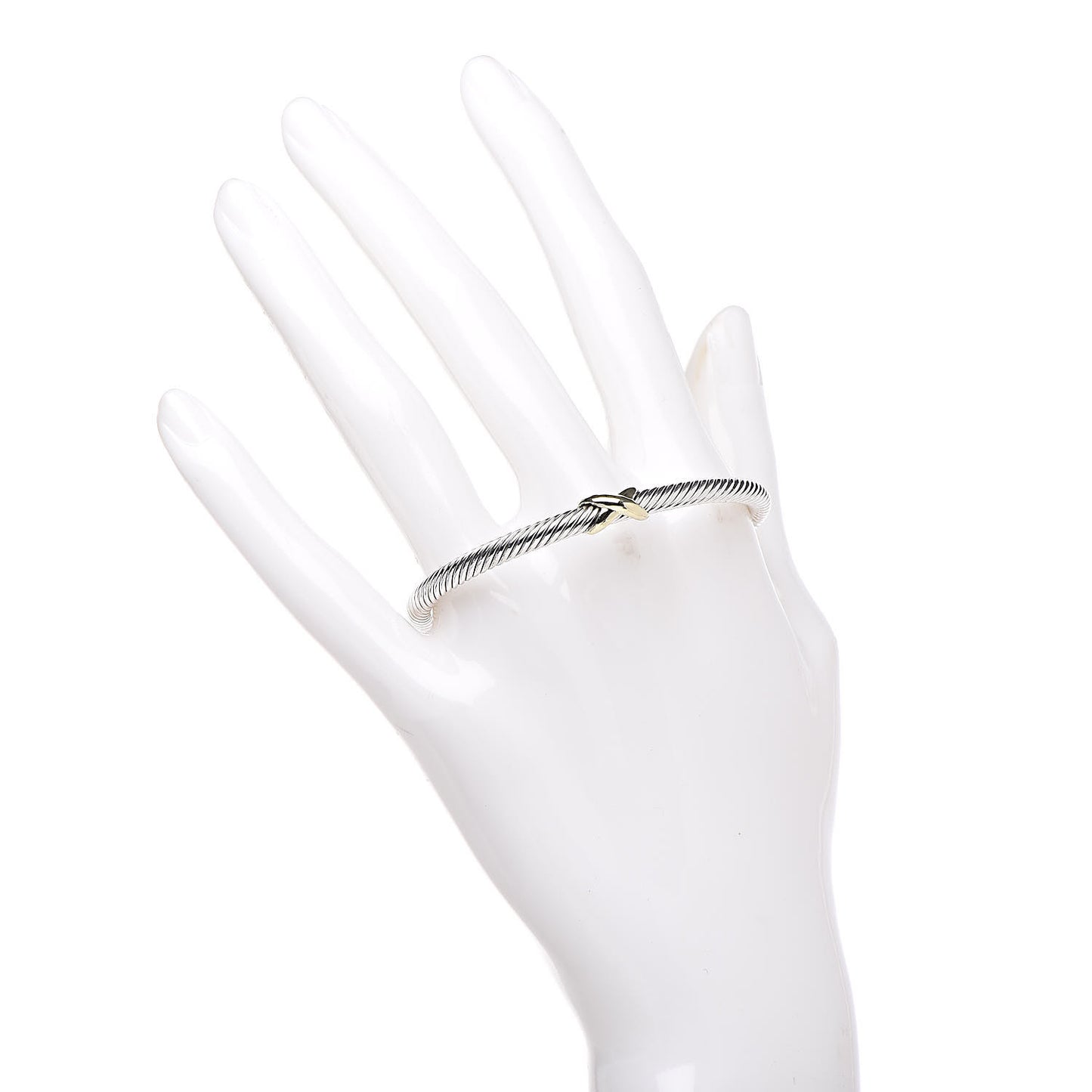 Sterling Silver 18K Yellow Gold 4mm X Station Cable Bracelet