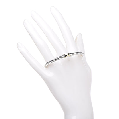 David Yurman Sterling Silver 18K Yellow Gold 4mm X Station Cable Bracelet 2 of 4