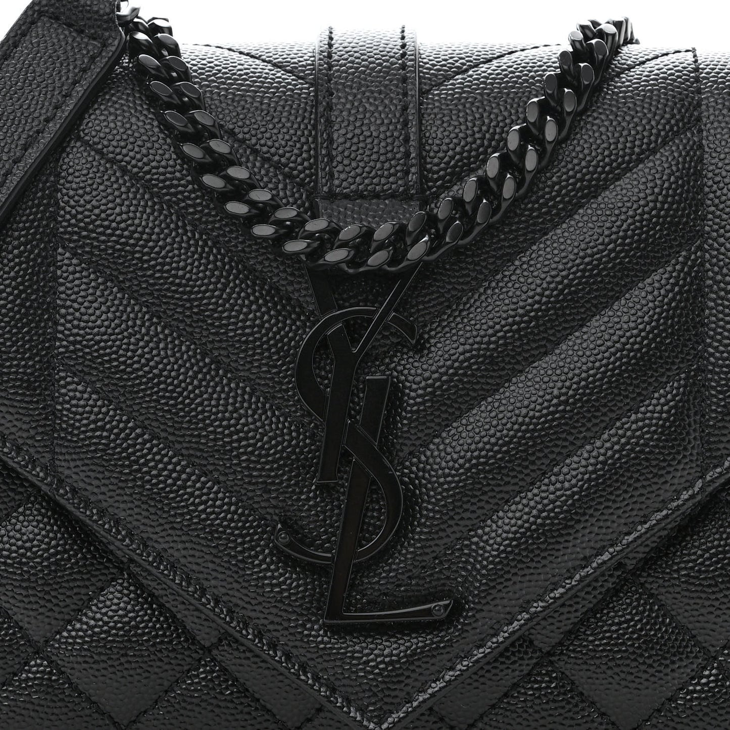 Grain De Poudre Textured Mixed Matelasse Triquilt Small Monogram Monochrome Satchel Black
