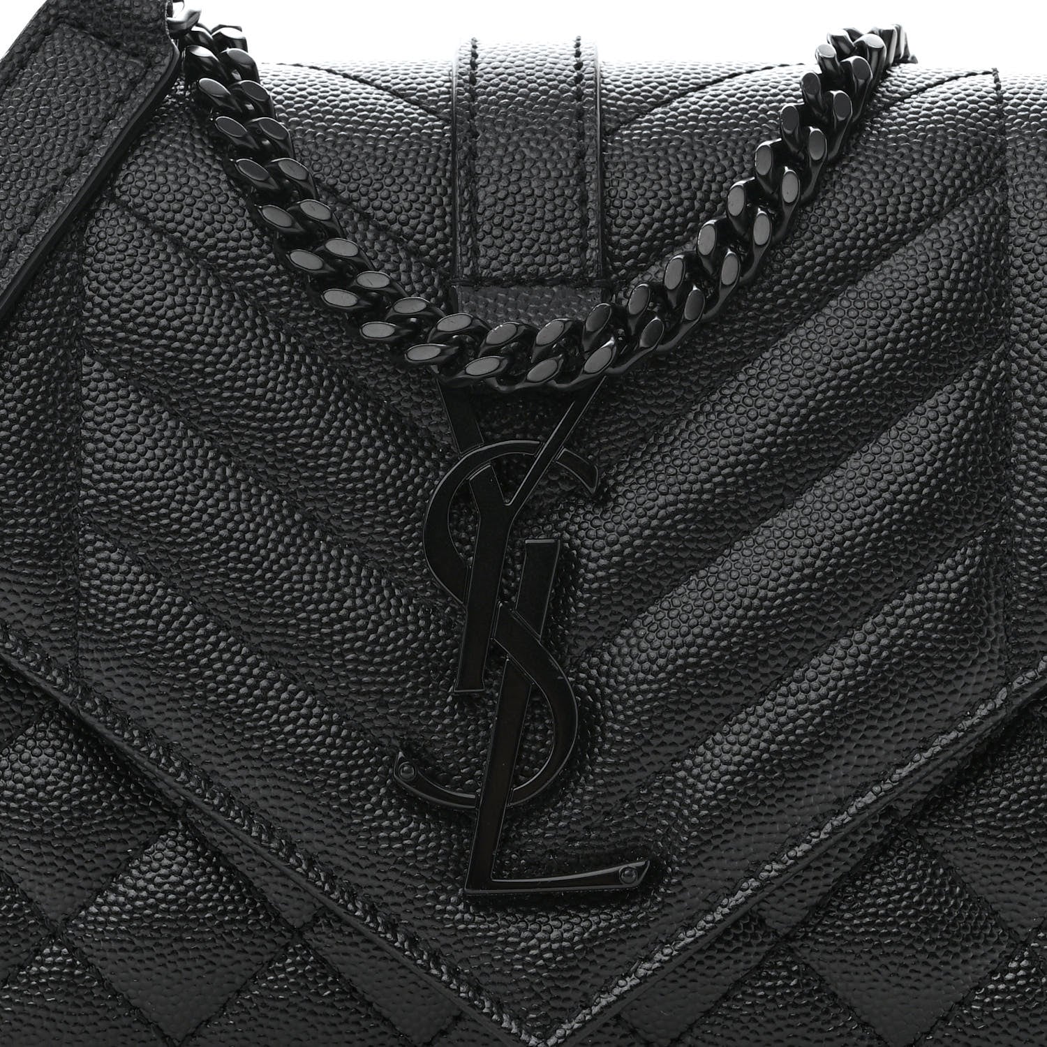 Saint Laurent Grain De Poudre Textured Mixed Matelasse Triquilt Small Monogram Monochrome Satchel Black 8 of 11