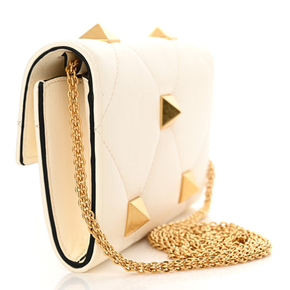 Valentino Garavani Nappa Roman Stud Wallet on Chain Ivory 3 of 14