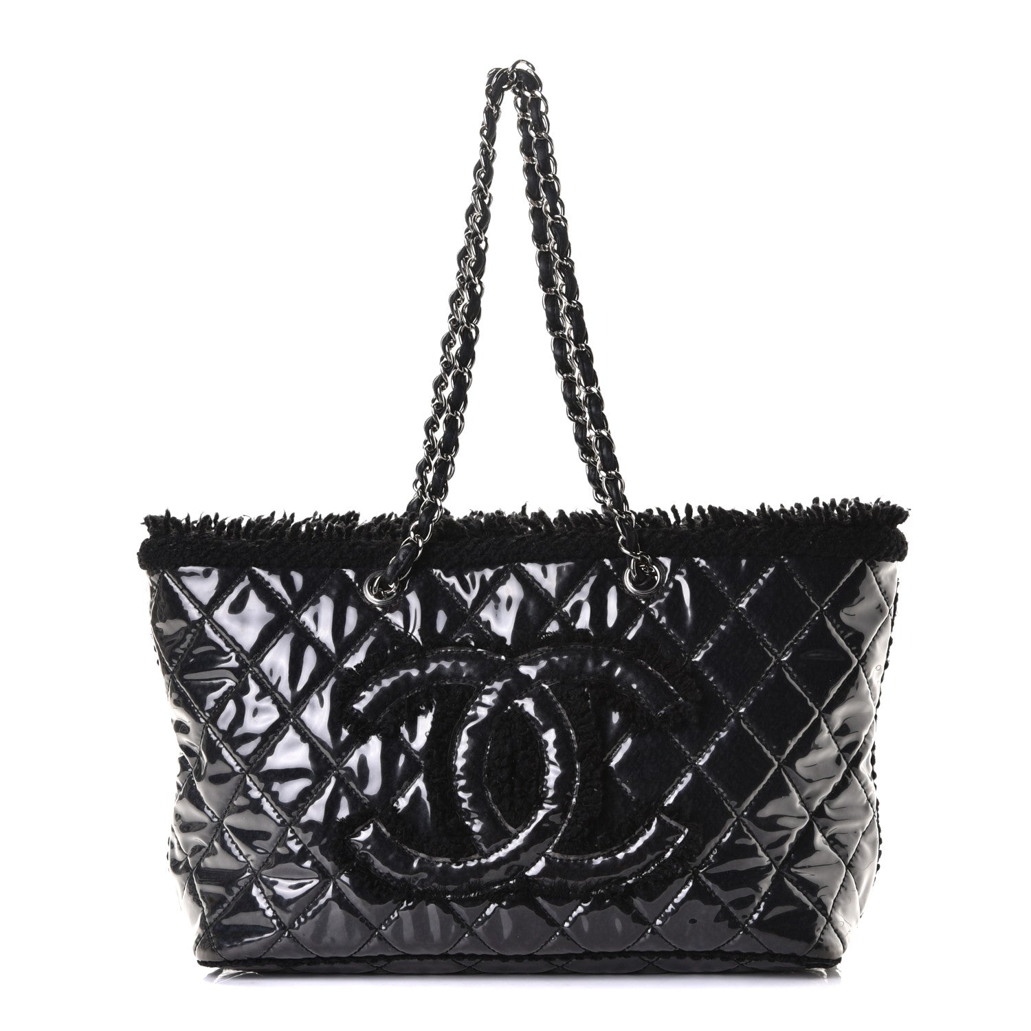 Chanel Vinyl Quilted Funny Tweed Tote Black 1 of 6