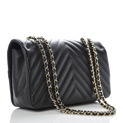 Chanel Calfskin Chevron Quilted Statement Flap Black 3 of 10