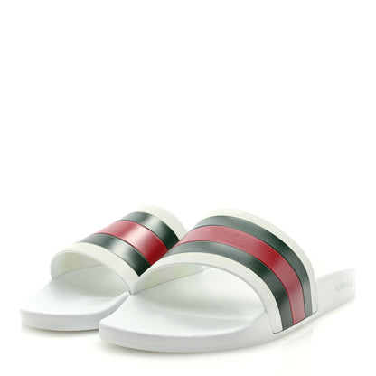 Gucci Rubber Web Mens Pool Slide Sandals 12 Great White 3 of 7