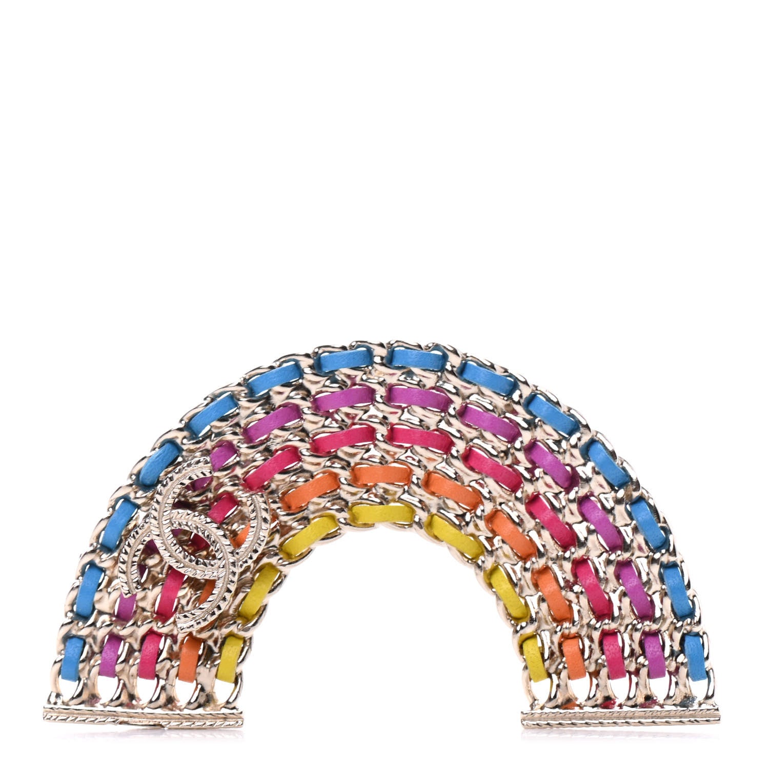 Chanel Lambskin Chain Rainbow CC Brooch Gold Multicolor 1 of 4