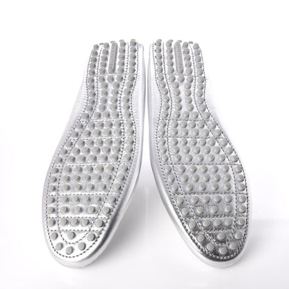 Louis Vuitton Metallic Calfskin Lombok Mocassin Loafer 38.5 Silver 5 of 14