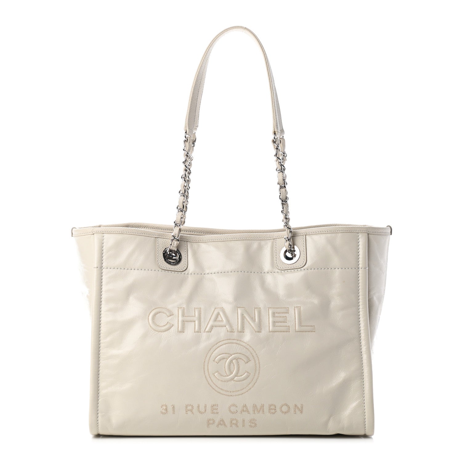 Chanel Glazed Calfskin Small Deauville Tote Ecru 1 of 9