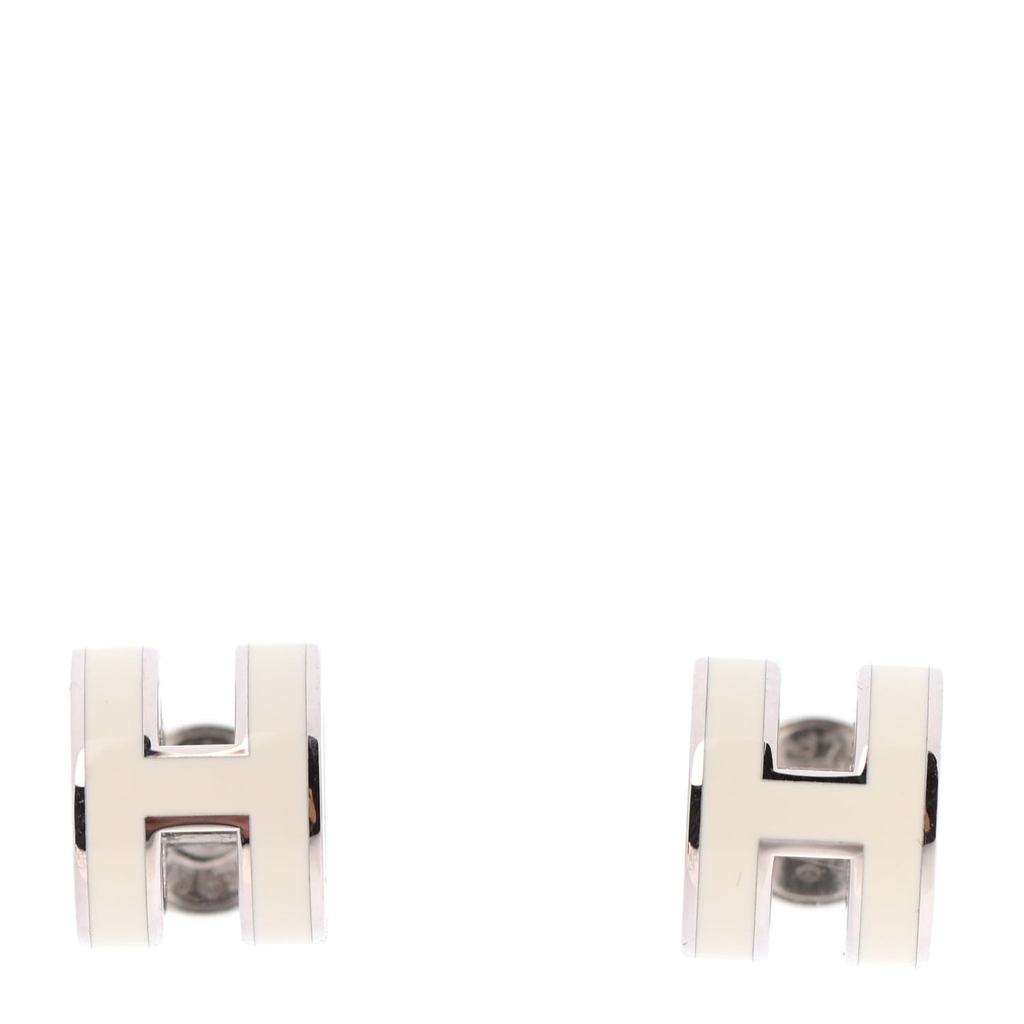 Palladium Lacquered Mini Pop H Earrings White