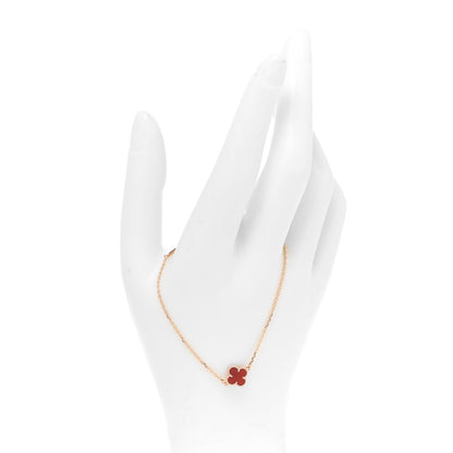Van Cleef & Arpels 18K Rose Gold Carnelian Sweet Alhambra Bracelet 2 of 6