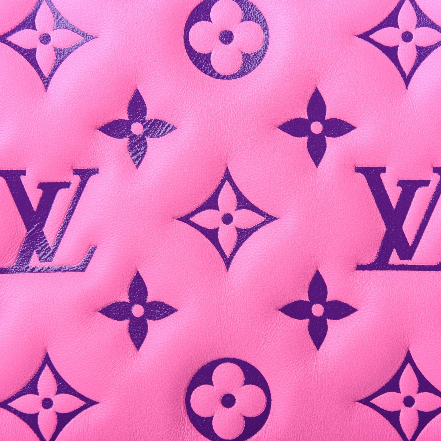 Lambskin Embossed Monogram Vuittamins Pochette Coussin Rose Violet