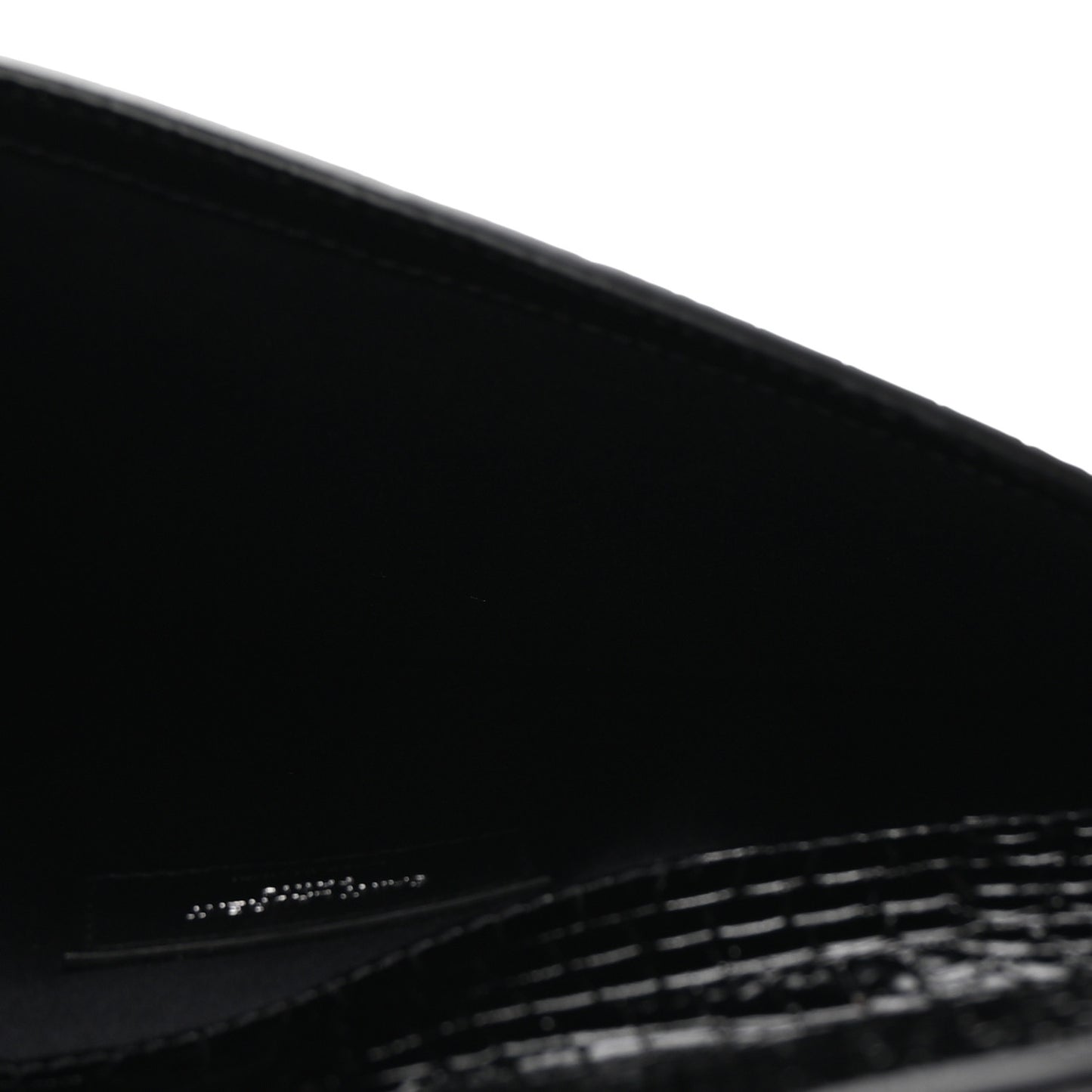 Calfskin Crocodile Embossed Uptown Monogram Clutch Black