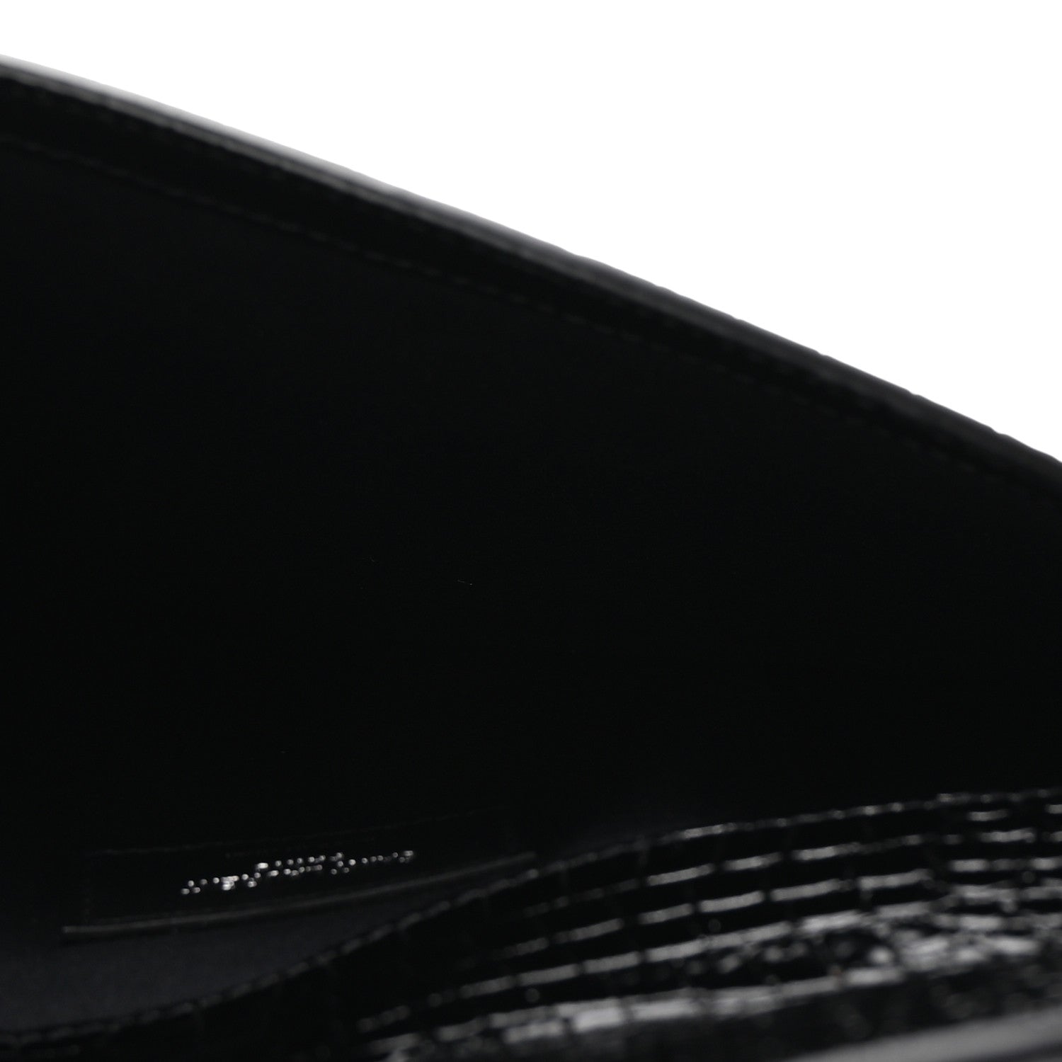 Saint Laurent Calfskin Crocodile Embossed Uptown Monogram Clutch Black 5 of 6