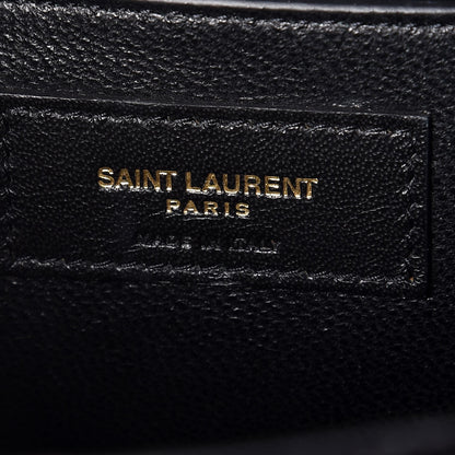Saint Laurent Grain De Poudre Textured Mixed Matelasse Triquilt Medium Monogram Satchel Black 8 of 8