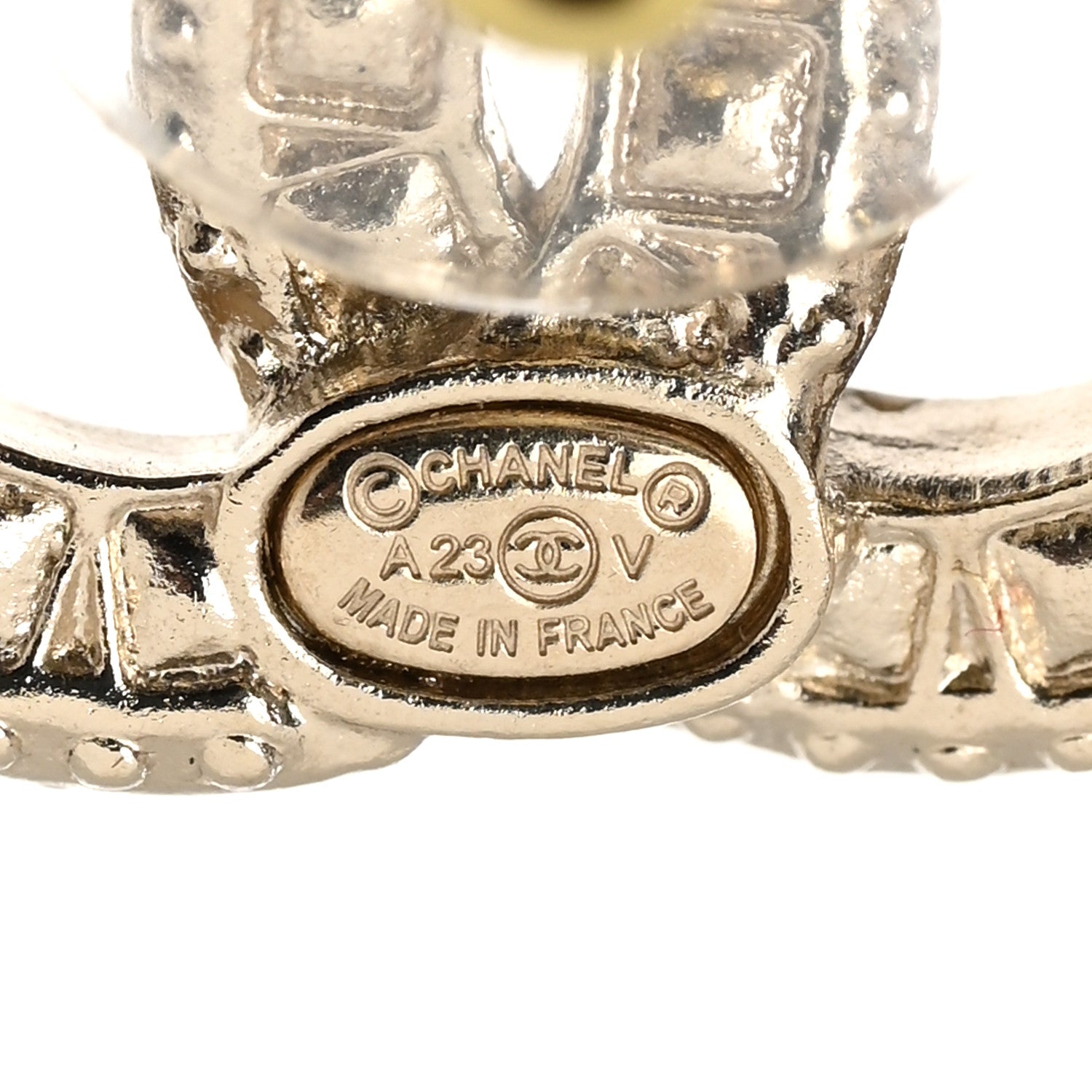 Chanel Crystal Timeless CC Earrings Light Gold 4 of 5