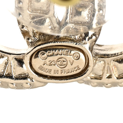 Chanel Crystal Timeless CC Earrings Light Gold 4 of 5