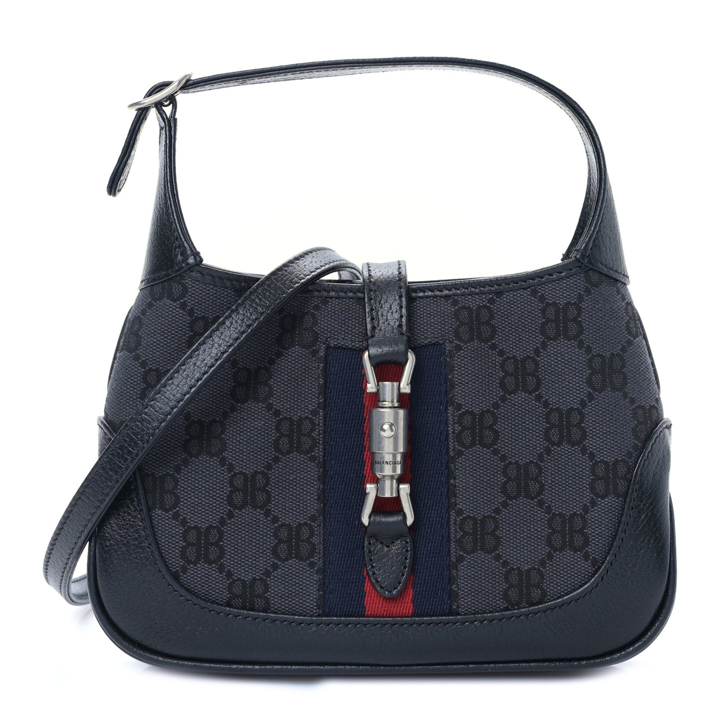 X BB Supreme Monogram Calfskin Web Mini Jackie 1961 Hobo Black