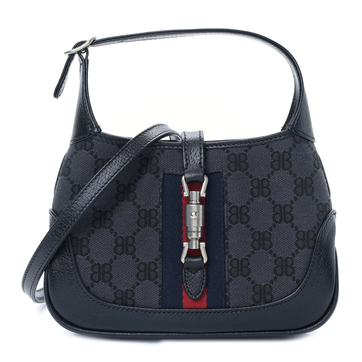 Gucci X BB Supreme Monogram Calfskin Web Mini Jackie 1961 Hobo Black 1 of 8