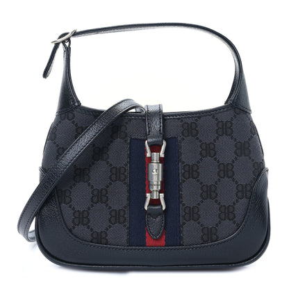 Gucci X BB Supreme Monogram Calfskin Web Mini Jackie 1961 Hobo Black 1 of 8