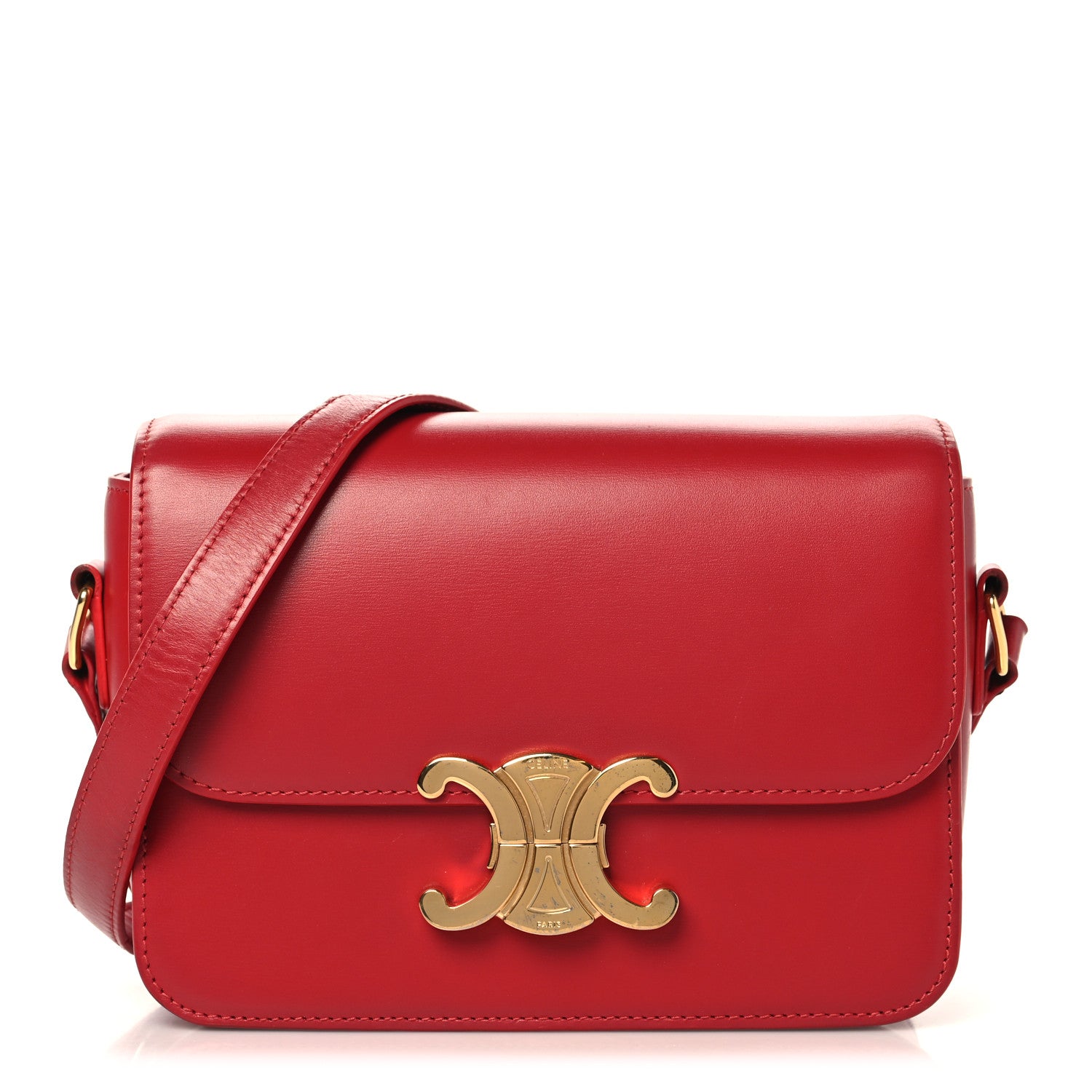 Celine Shiny Calfskin Teen Triomphe Red 1 of 10