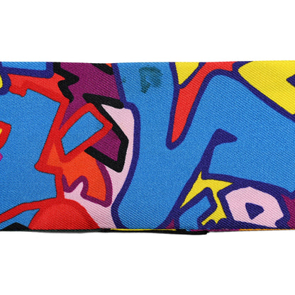 Hermes Silk Graff Graffiti Twilly Orange Jaune Vif Vert 4 of 5