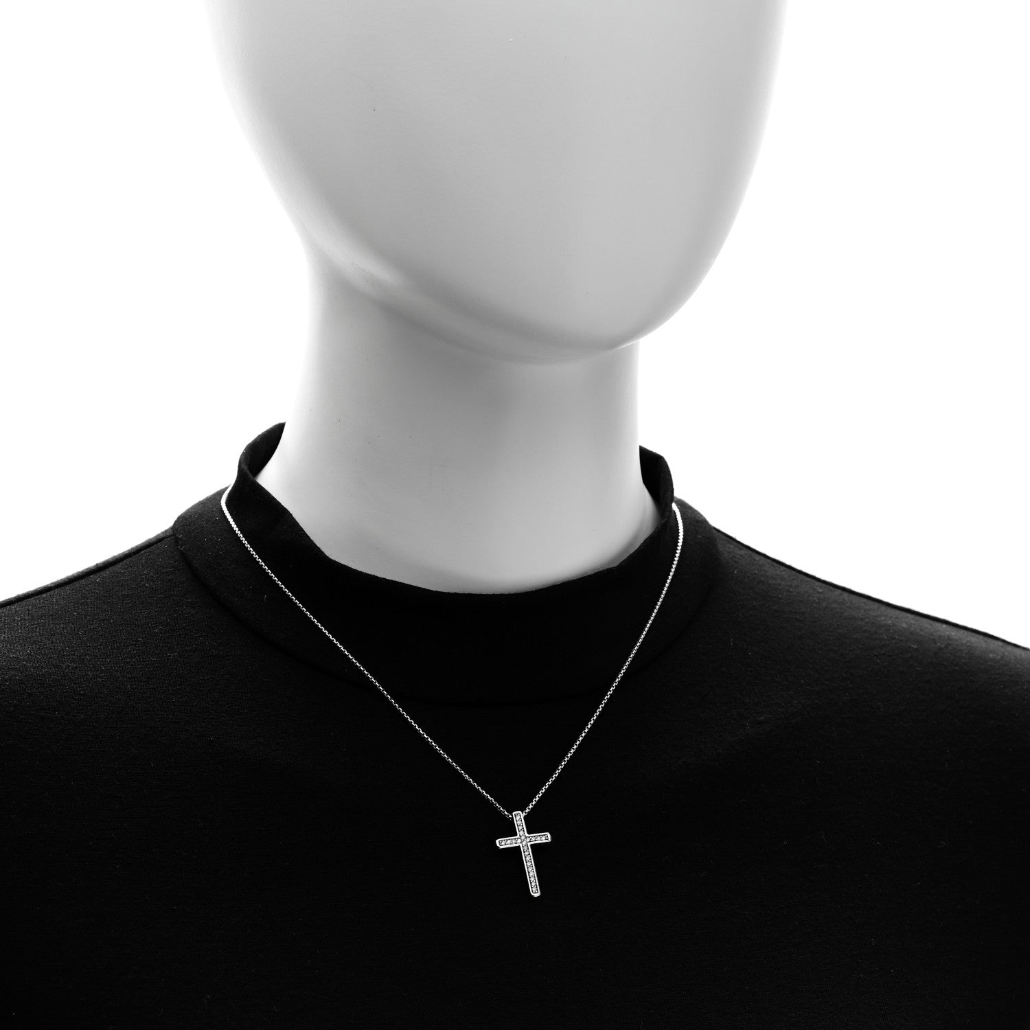 David Yurman Sterling Silver Diamond 15mm Pave Cable Cross Pendant Necklace 2 of 4