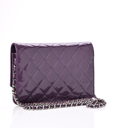Chanel Patent Quilted Brilliant Wallet On Chain WOC Violet 3 of 9