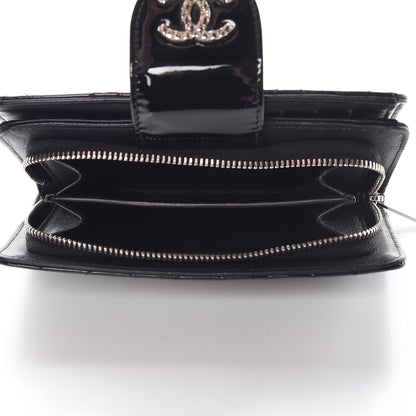 Chanel Patent Quilted Brilliant Zipped Pocket Wallet Black 6 of 11