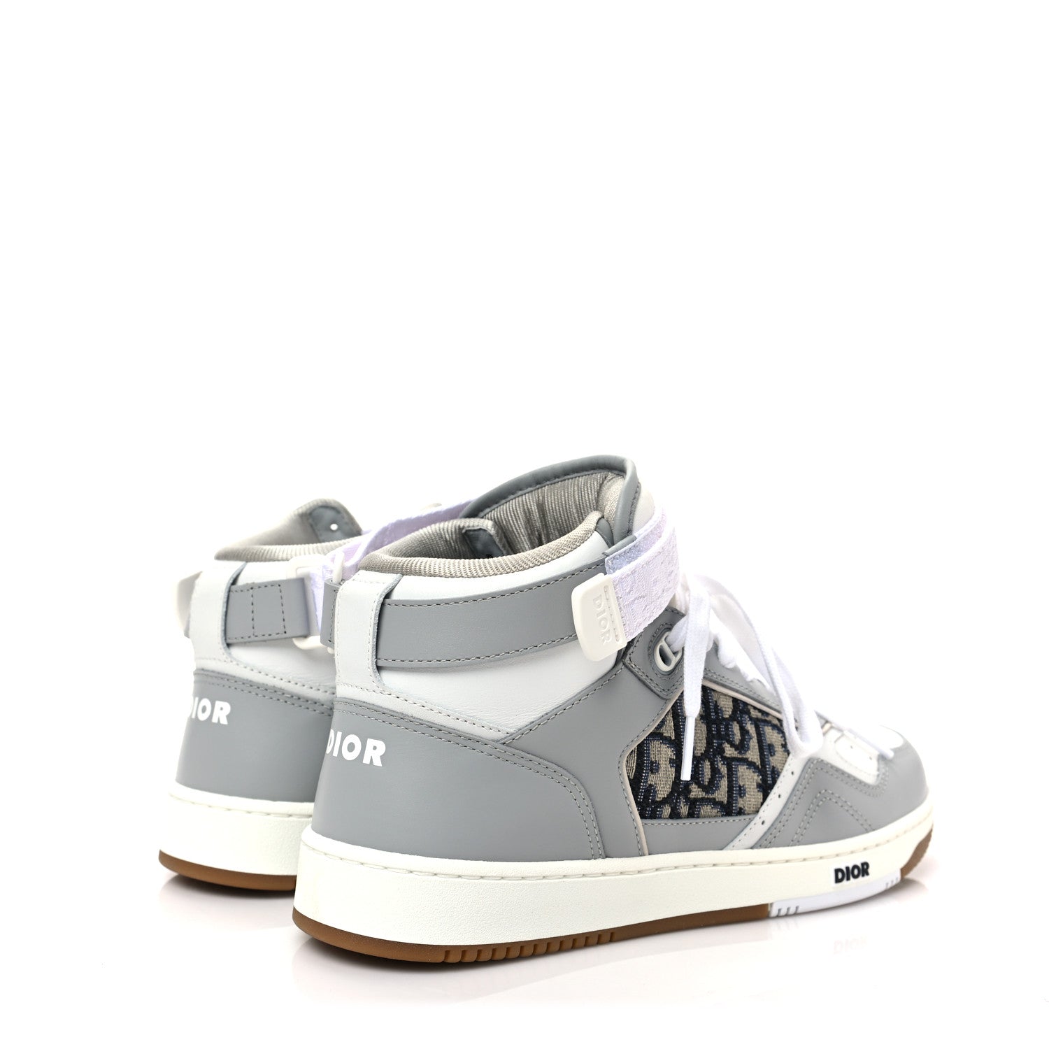 Christian Dior Smooth Calfskin Jacquard Oblique Mens B27 Mid Top Sneakers 41 Beige Blue 4 of 8