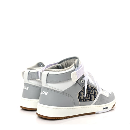Christian Dior Smooth Calfskin Jacquard Oblique Mens B27 Mid Top Sneakers 41 Beige Blue 4 of 8