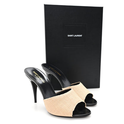 Saint Laurent Raffia Calfskin La 16 95 Mule Sandals 39 Cammello 11 of 11