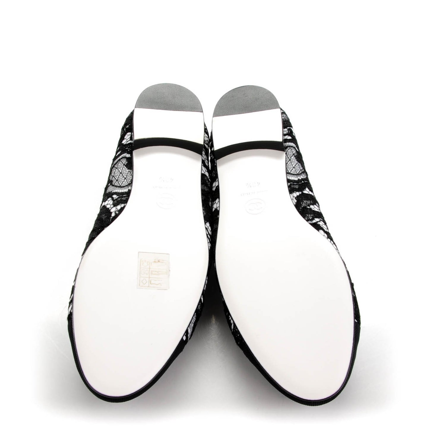 Lace Grosgrain Cap Toe CC Ballerina Flats 40.5 Black