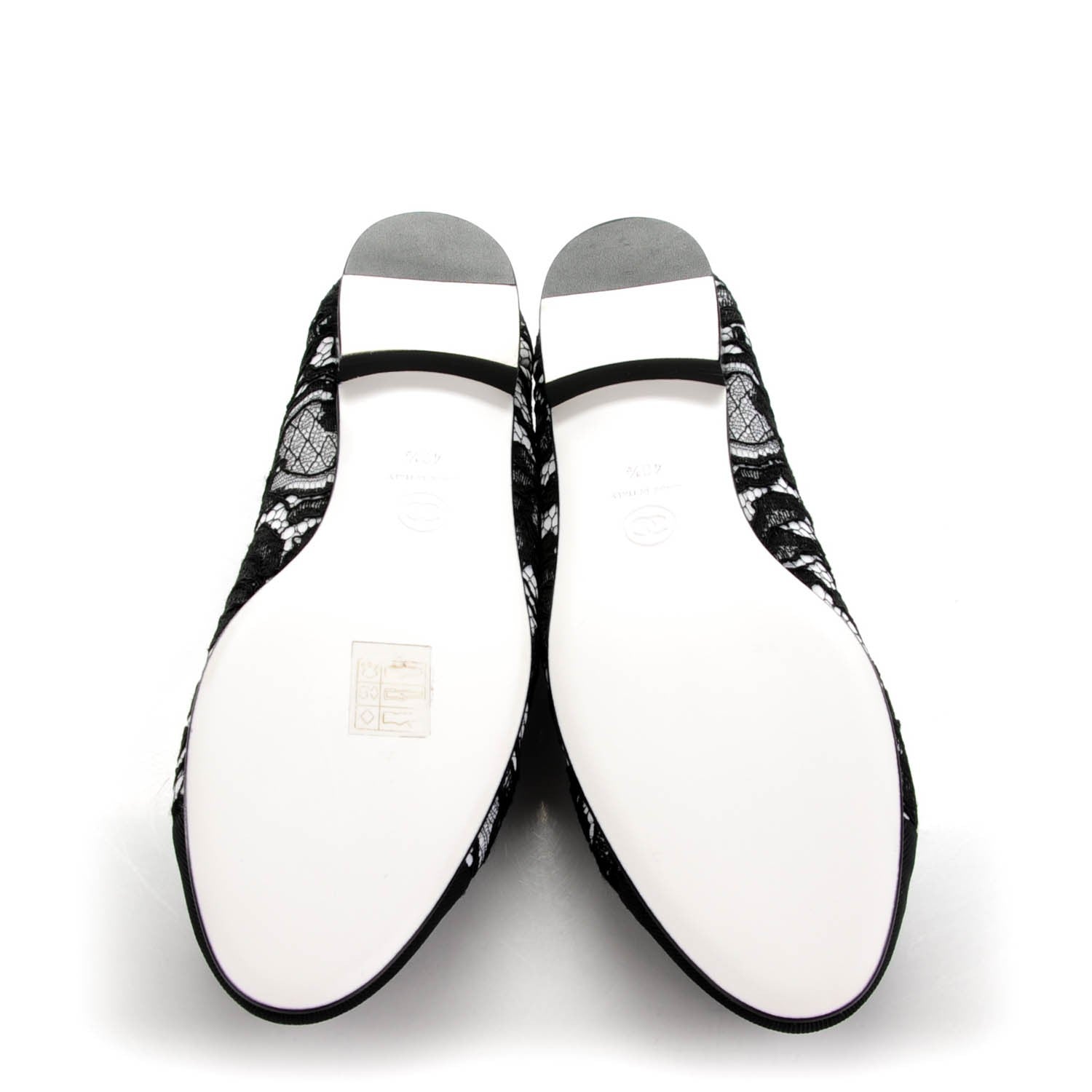 Chanel Lace Grosgrain Cap Toe CC Ballerina Flats 40.5 Black 5 of 8